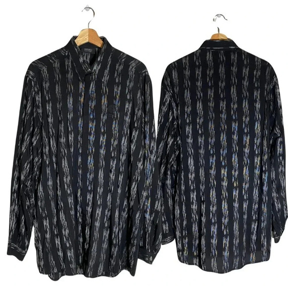 Vintage Versace Classic V2 Men's Size 39 Long Sleeve Patterned Button Down Shirt - Picture 1 of 16